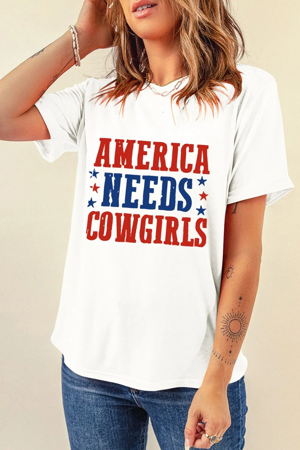 America Needs Cowgirls Women's Graphic Short Sleeve T-Shirt