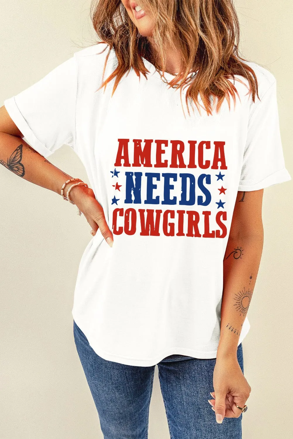 America Needs Cowgirls Women's Graphic Short Sleeve T-Shirt