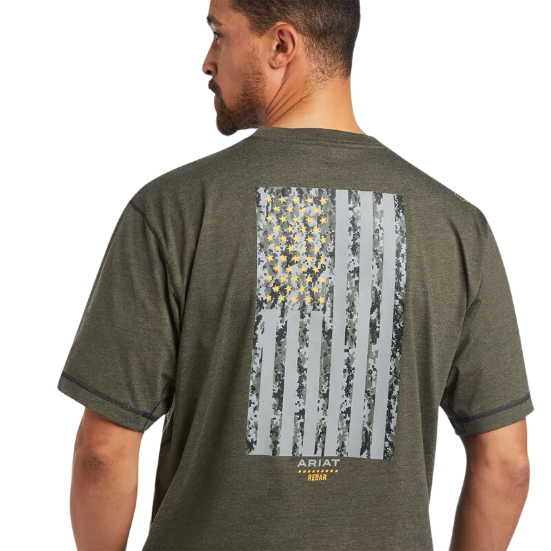 Ariat Men's Sage Heather Rebar Workman Reflective Flag T-Shirt