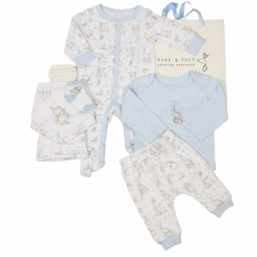 Baby Boys Elephant 6 Piece Gift Set