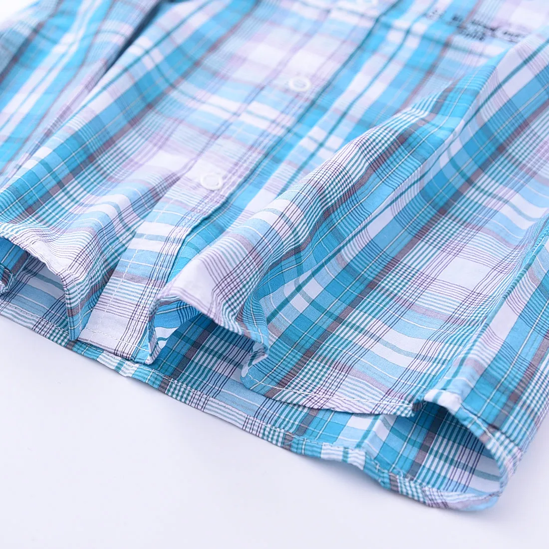 Big Boy Short Sleeve Blue Plaid Shirt