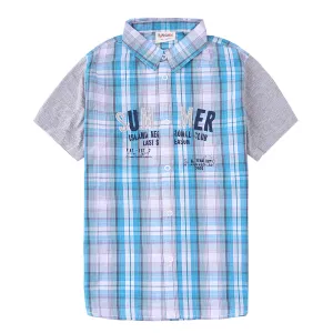 Big Boy Short Sleeve Blue Plaid Shirt