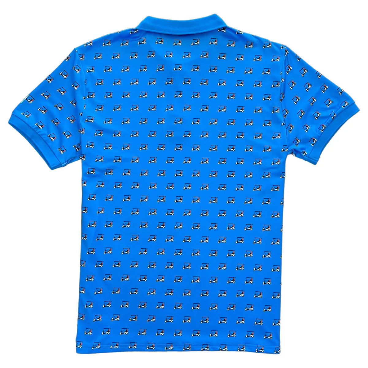 Blue Golf Cart Print Short Sleeve Men's Golf Polo Shirt