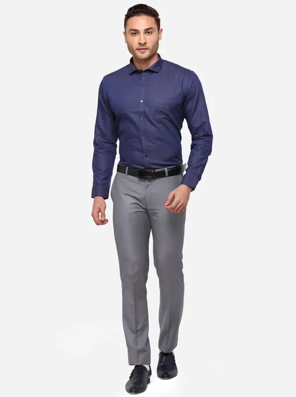 Blue Solid Slim Fit Party Wear Shirt | Greenfibre