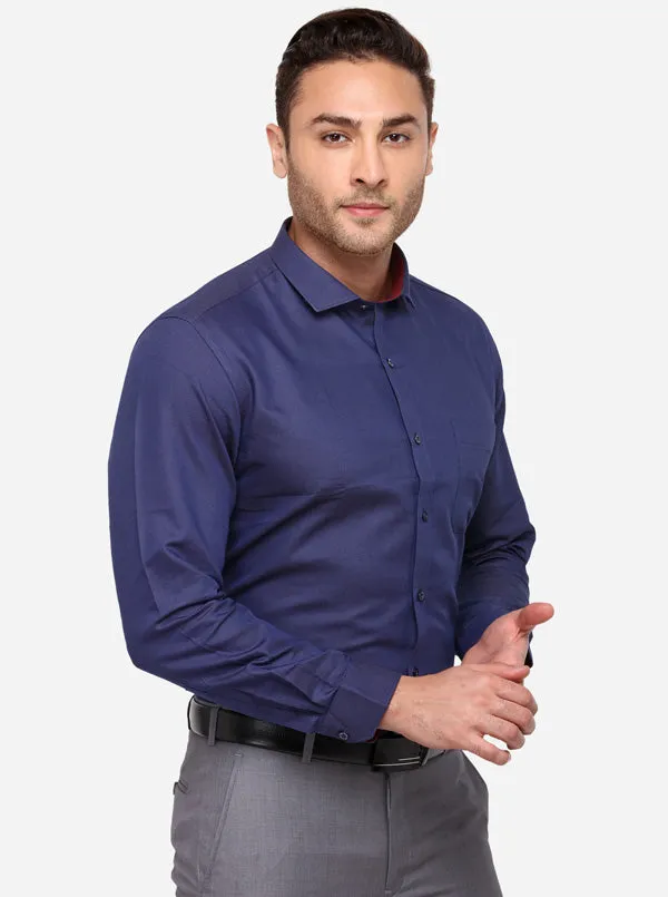 Blue Solid Slim Fit Party Wear Shirt | Greenfibre