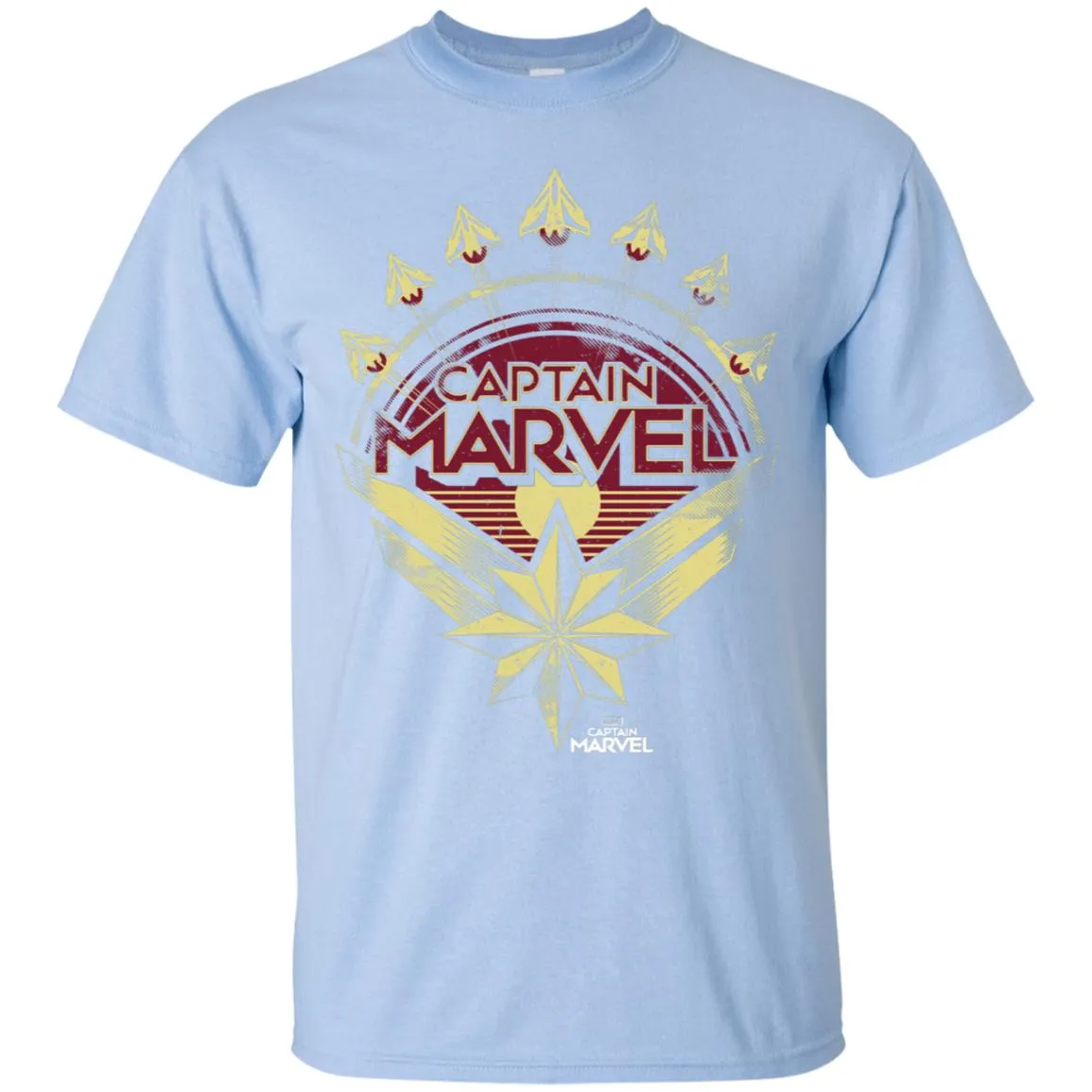 Captain Marvel Yellow Red Plane Flight Logo Men Cotton T-Shirt