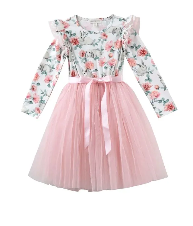 Designer Kidz Floral L/S Tutu Dress