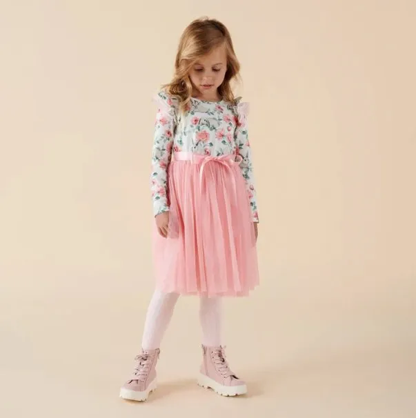 Designer Kidz Floral L/S Tutu Dress