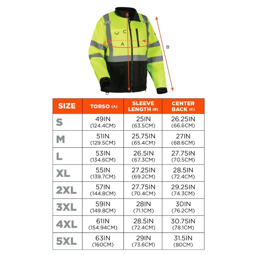 Ergodyne 23437 #8351 3XL Orange Hi-Vis Windbreaker Water-Resistant Jacket