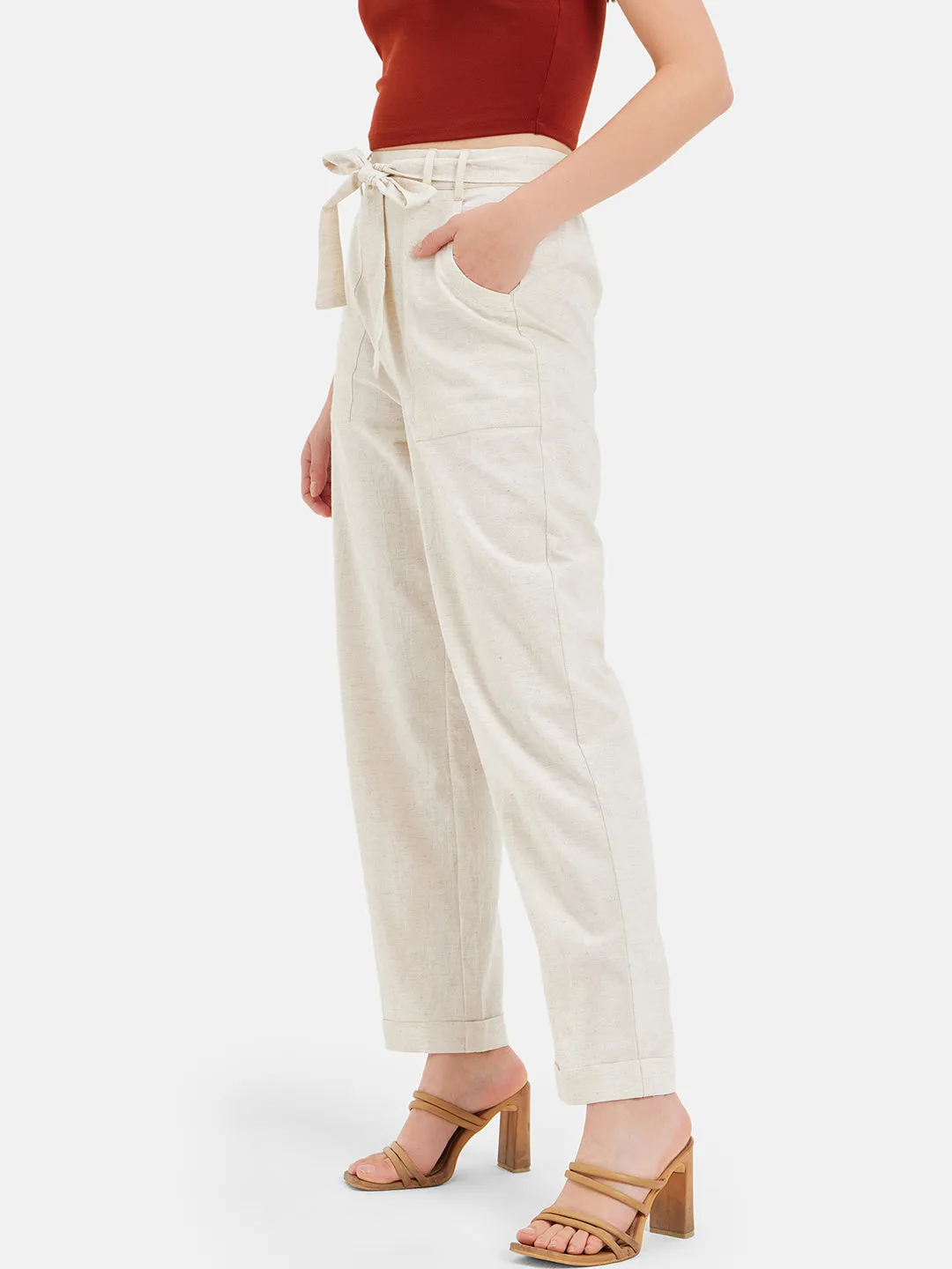 Eva Linen Trousers With Tie-Up