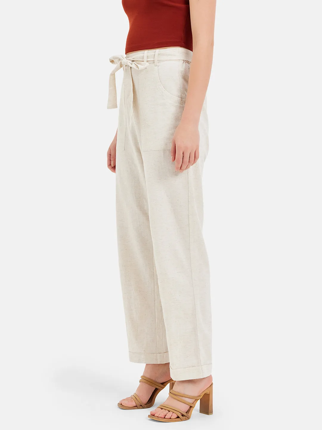 Eva Linen Trousers With Tie-Up