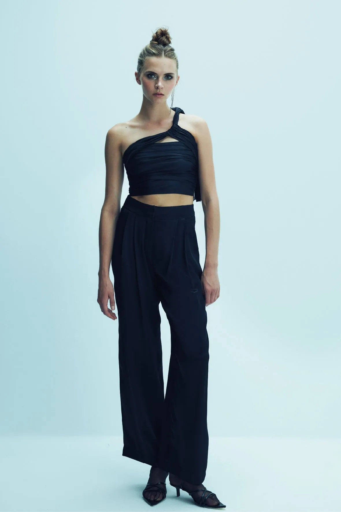 Evelyn Jersey Asymmetric Top in Black