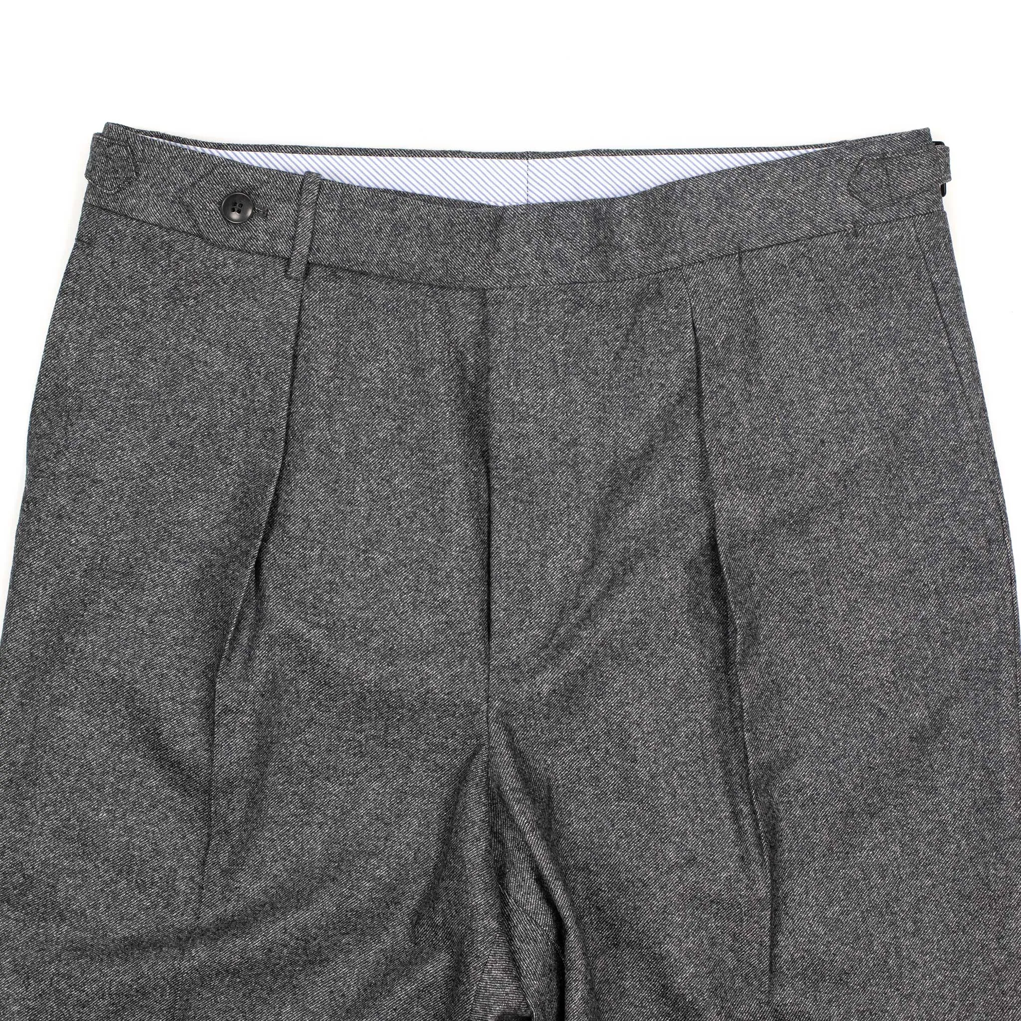 Exclusive Westside side-tab pleated high-rise wide trousers in grey melange wool twill