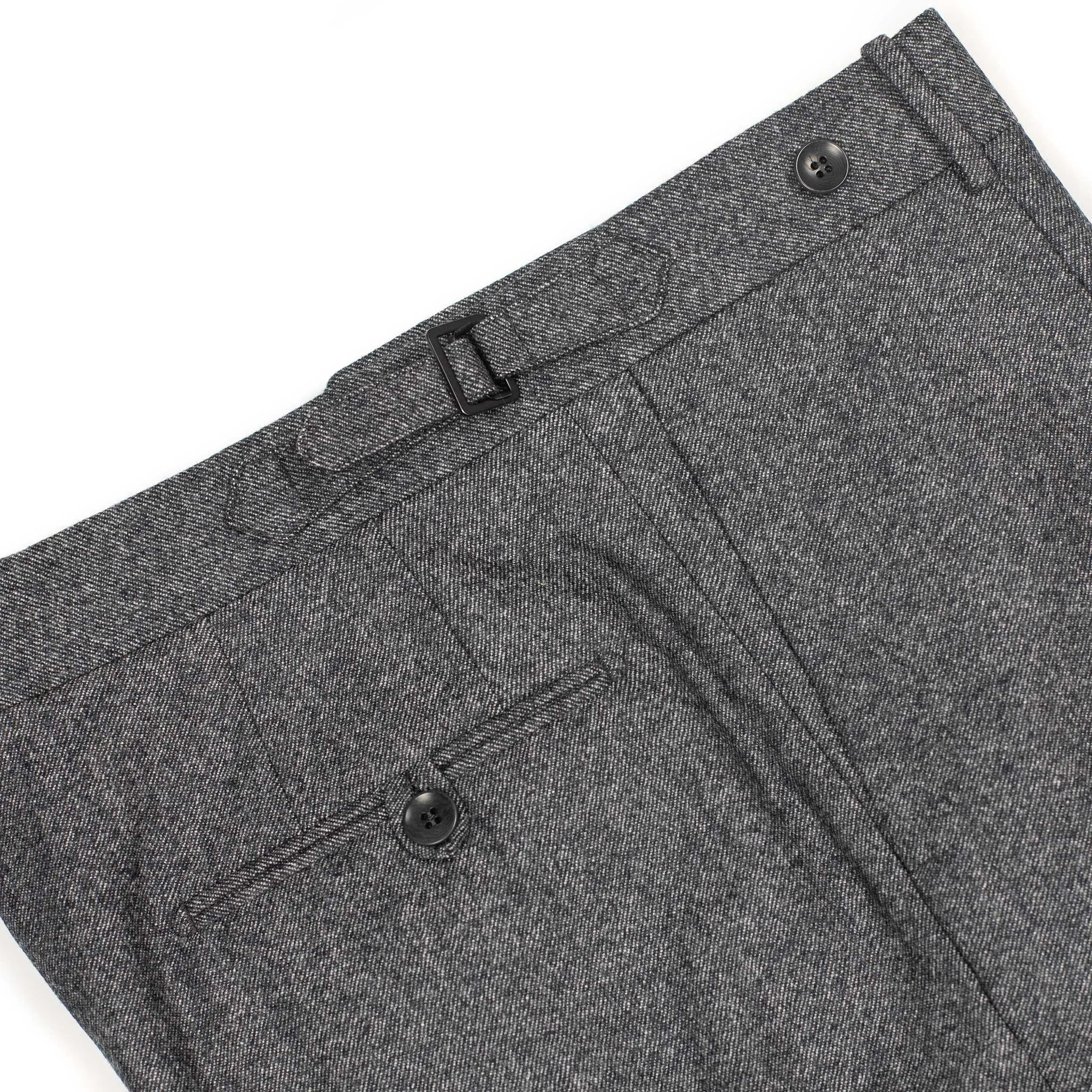 Exclusive Westside side-tab pleated high-rise wide trousers in grey melange wool twill