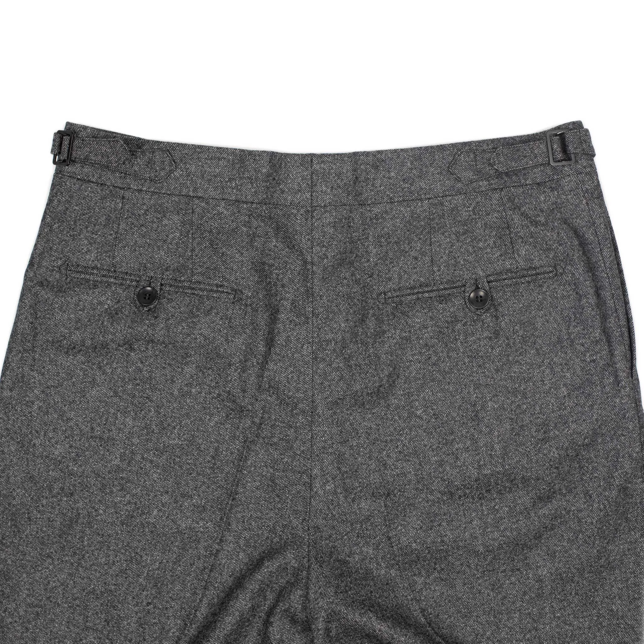 Exclusive Westside side-tab pleated high-rise wide trousers in grey melange wool twill