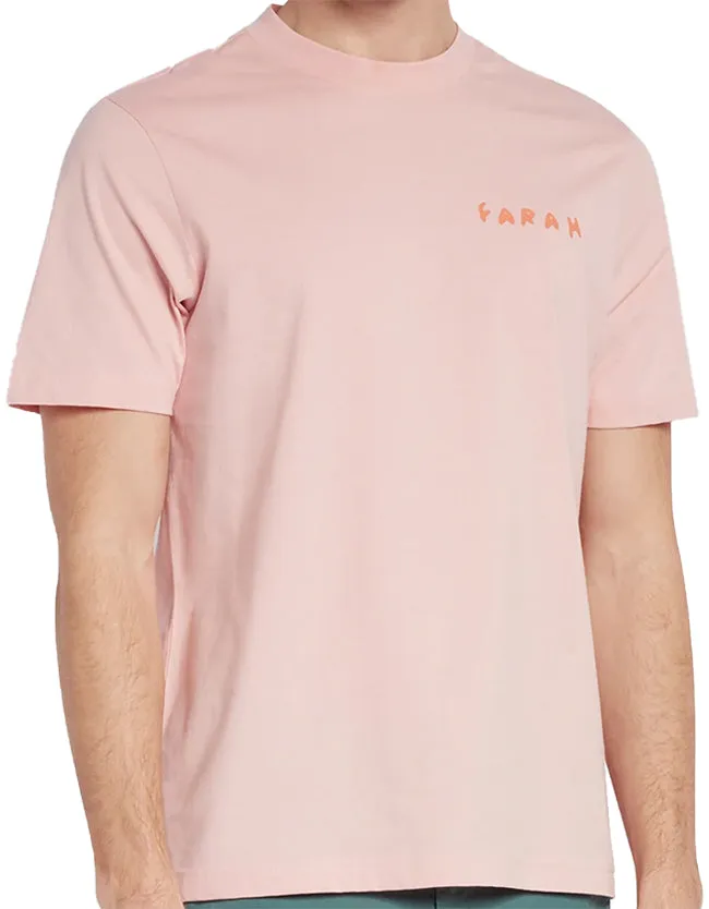 Farah Mens Jeff Graphic T Shirt Mid Pink