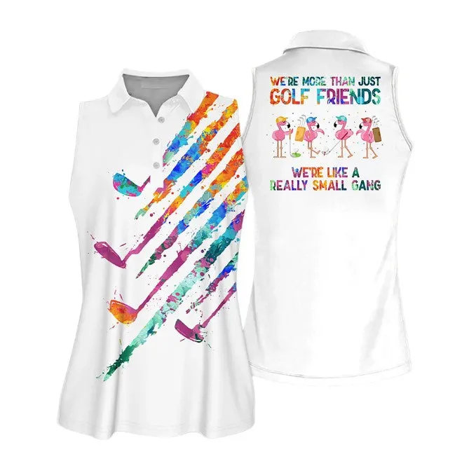 Flamingo We are More Than Just Golf Friends Sleeveless Polo Shirt, Short Sleeve Polo Shirt, Women Golf Shirt