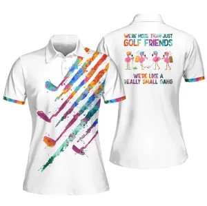 Flamingo We are More Than Just Golf Friends Sleeveless Polo Shirt, Short Sleeve Polo Shirt, Women Golf Shirt