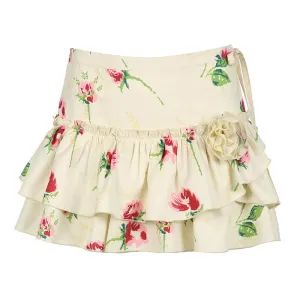 Floral Print Ruffle Skirt