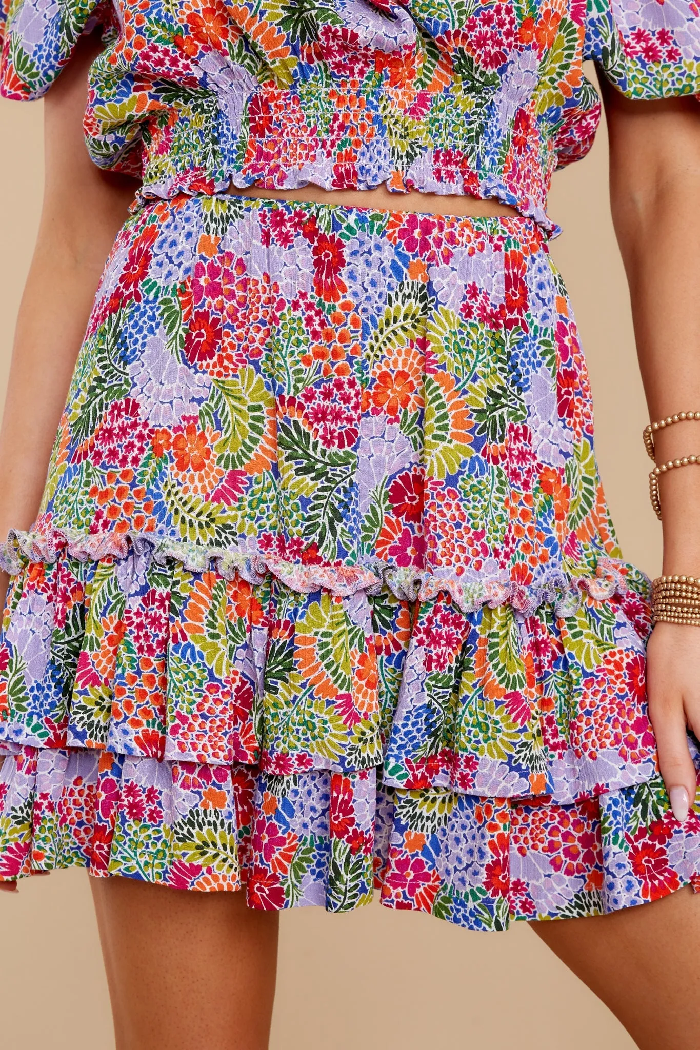 Give It A Twirl Lavender Floral Print Skirt