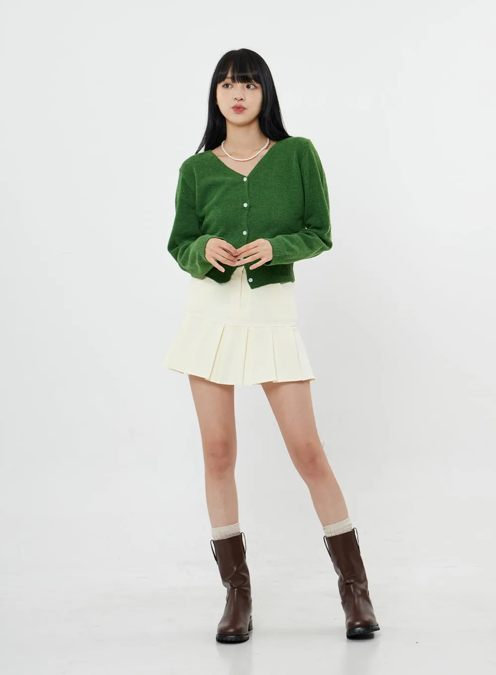 Half Pleated Mini Skirt OS22