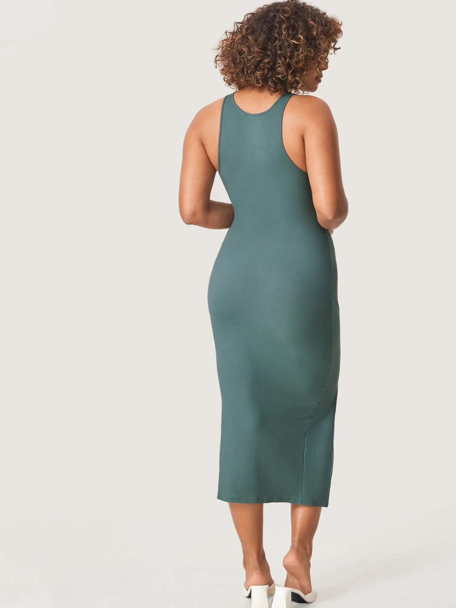 Halter Neck Ribbed Maternity Dress