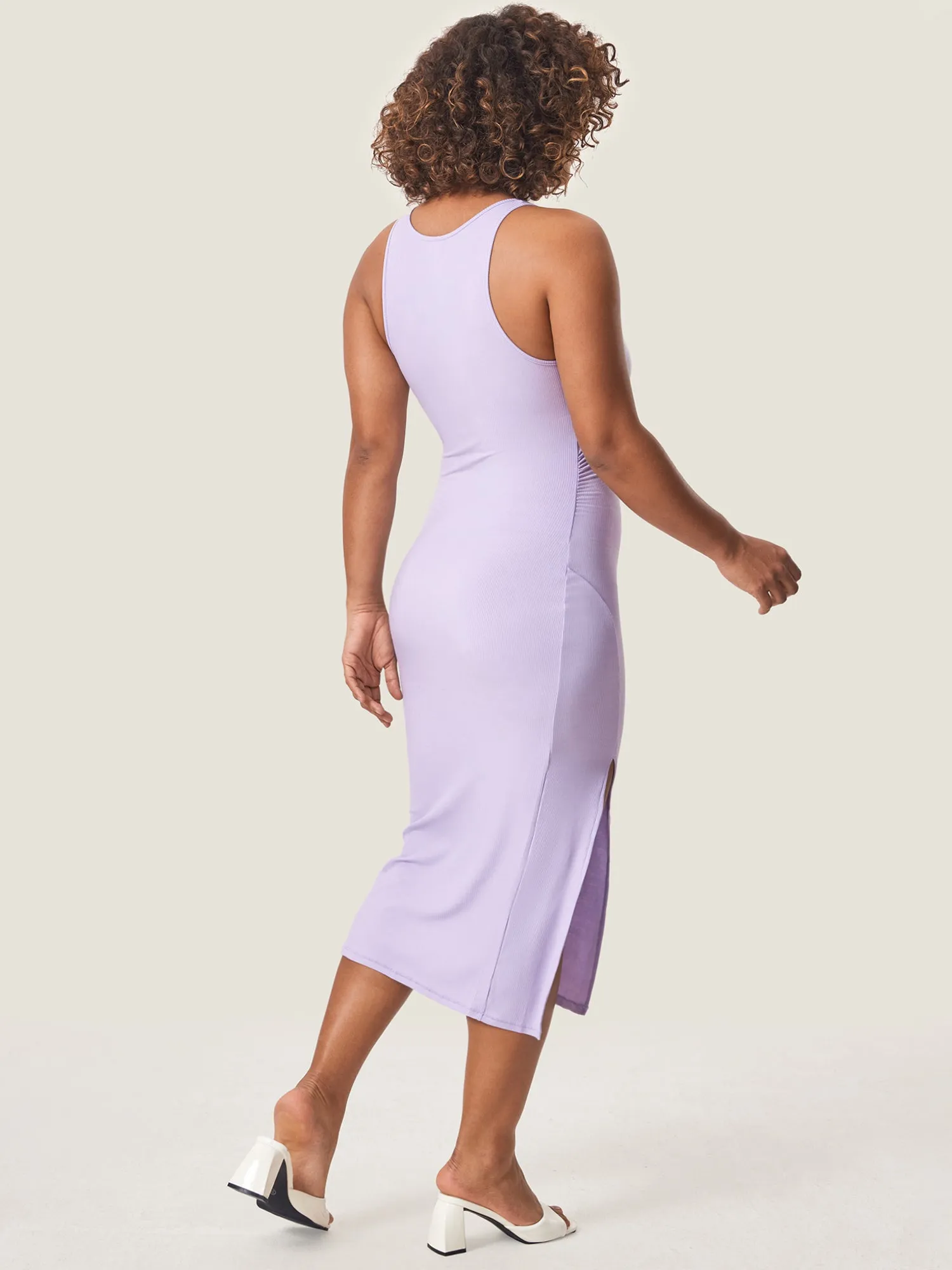 Halter Neck Ribbed Maternity Dress