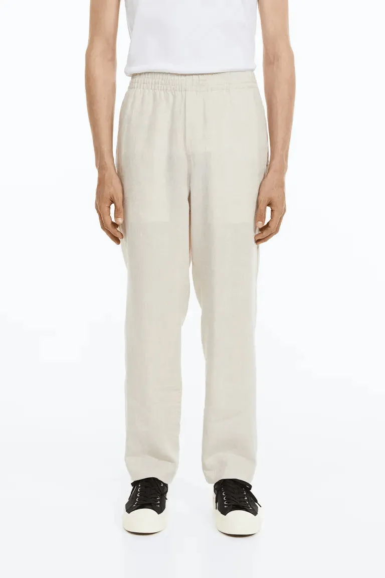 H&M Lniane Regular Fit trousers, cream