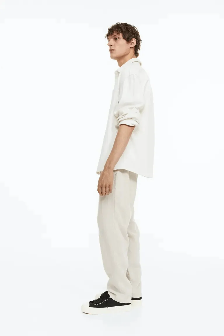 H&M Lniane Regular Fit trousers, cream