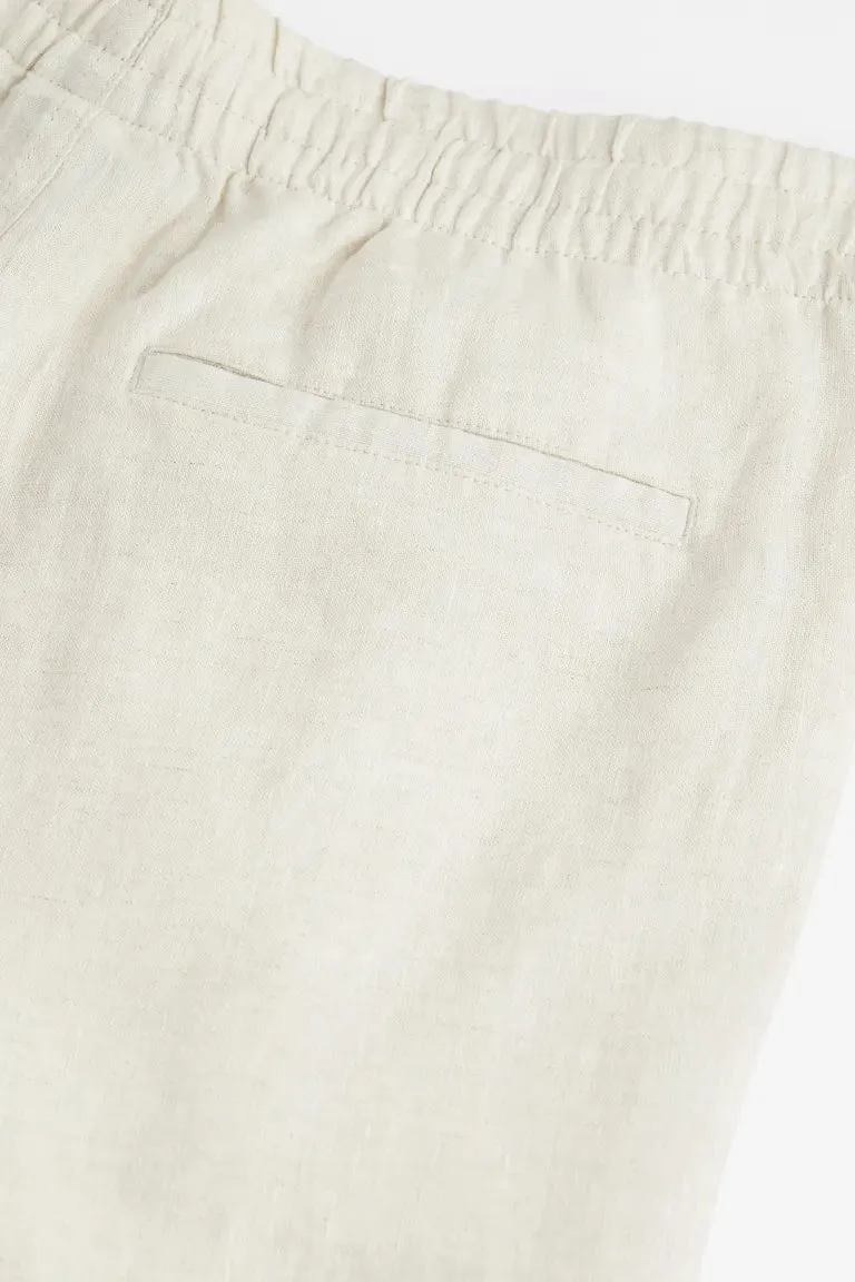 H&M Lniane Regular Fit trousers, cream