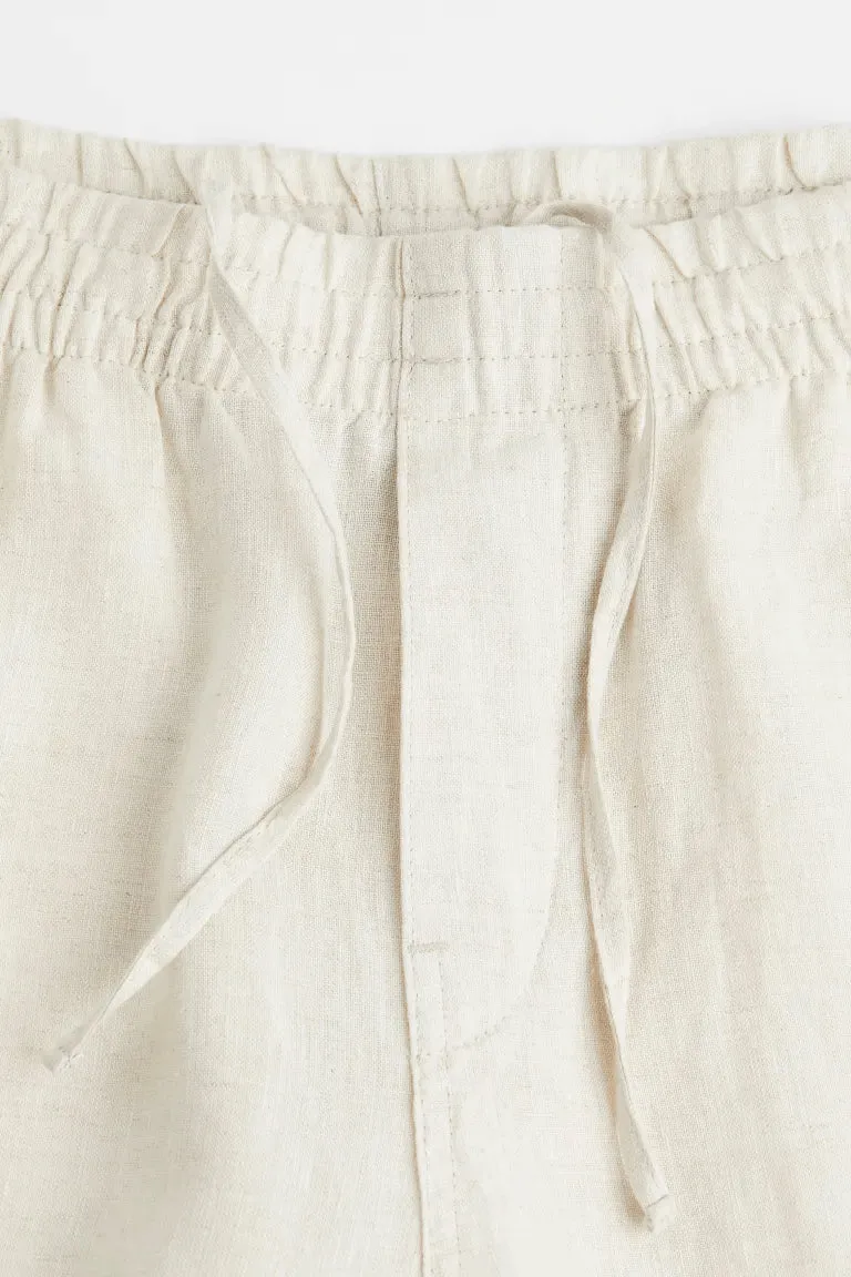 H&M Lniane Regular Fit trousers, cream