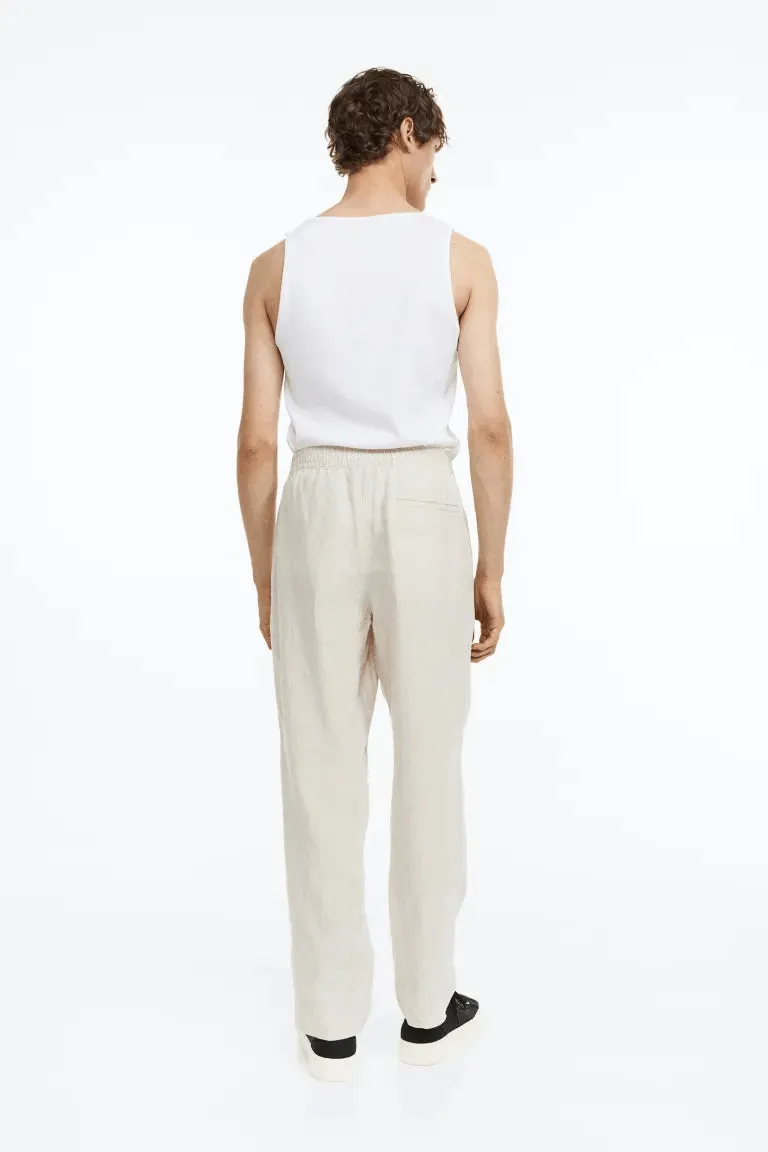 H&M Lniane Regular Fit trousers, cream