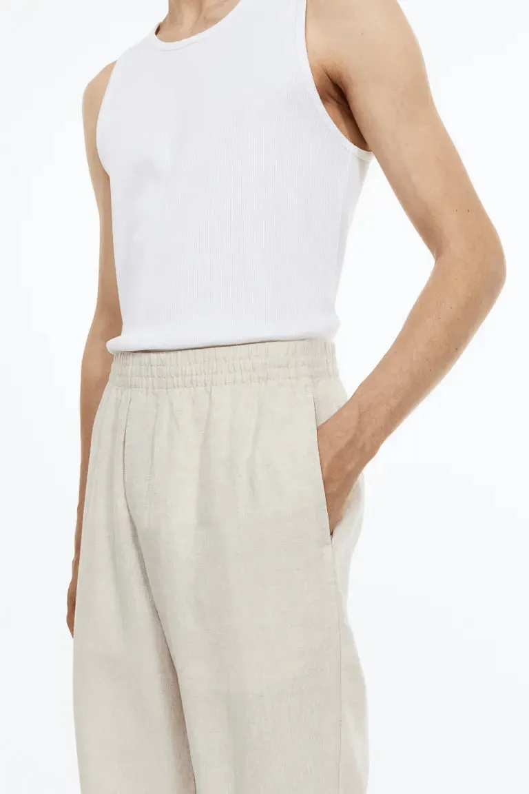 H&M Lniane Regular Fit trousers, cream