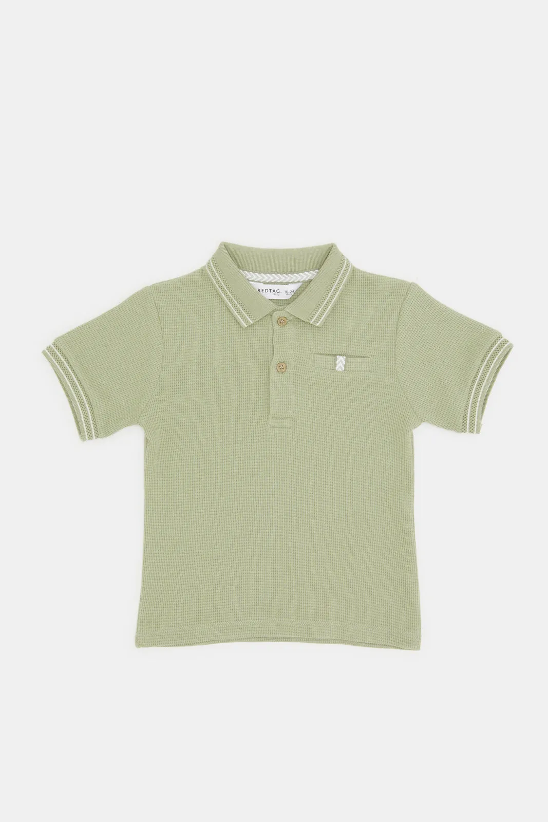 Infant Boys Olive Jacquard Polo Shirt