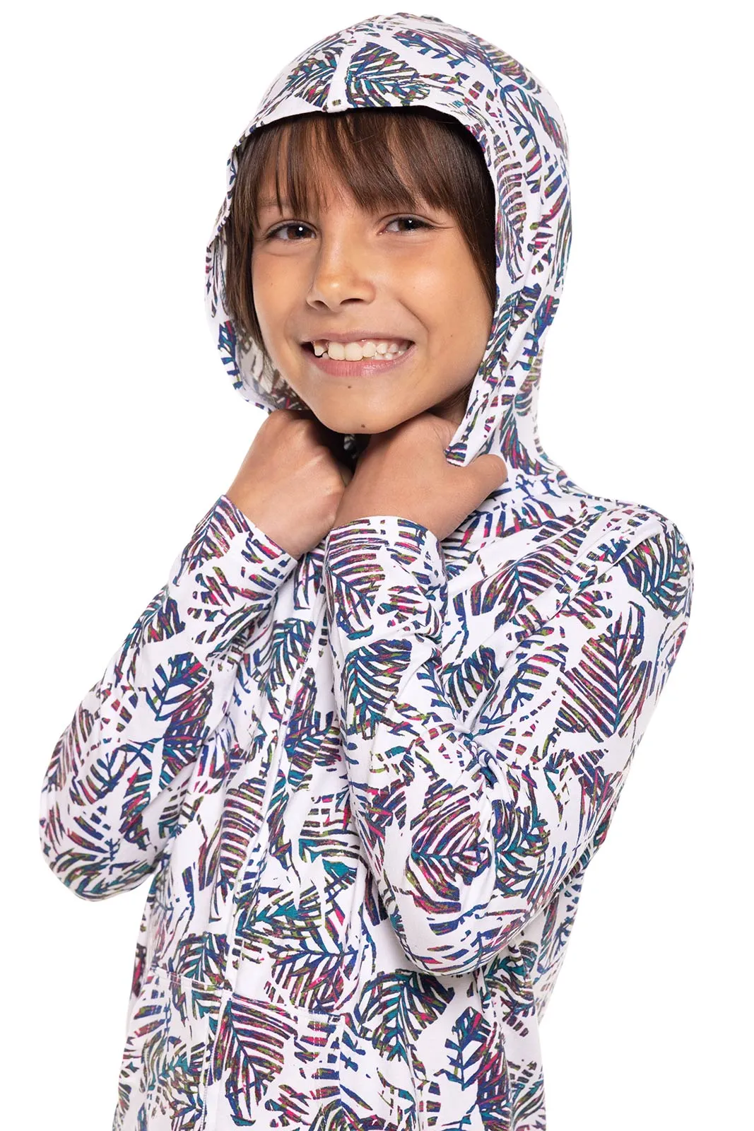 Kid's Seaside Hoodie | Magnolia Pink Beach Leaves