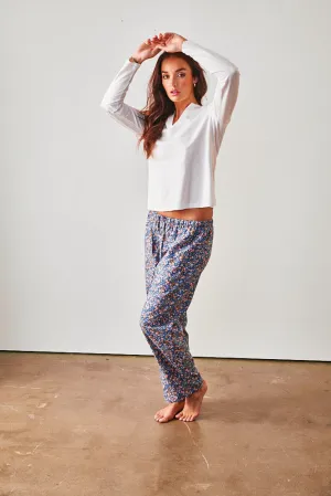 Liberty Lantana Wool/Cotton Pants - Blue