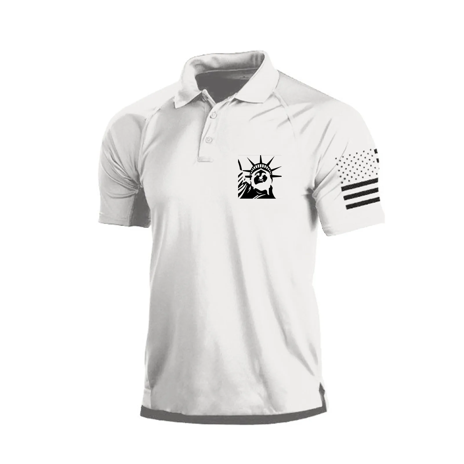 LIBERTY STATUE RAGLAN GRAPHIC POLO SHIRT