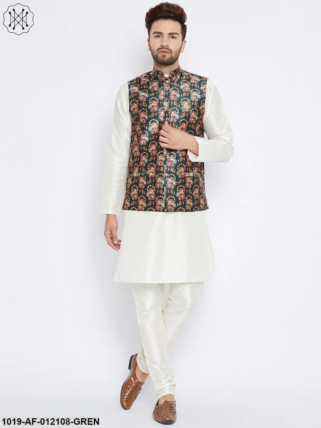 Men's Kurta Pyjama Nehru Jacket Set - Sojanya