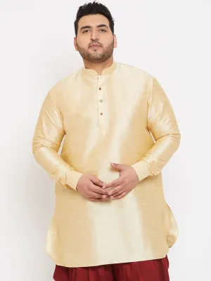 Men's Plus Gold Silk Blend Kurta - Vastramay