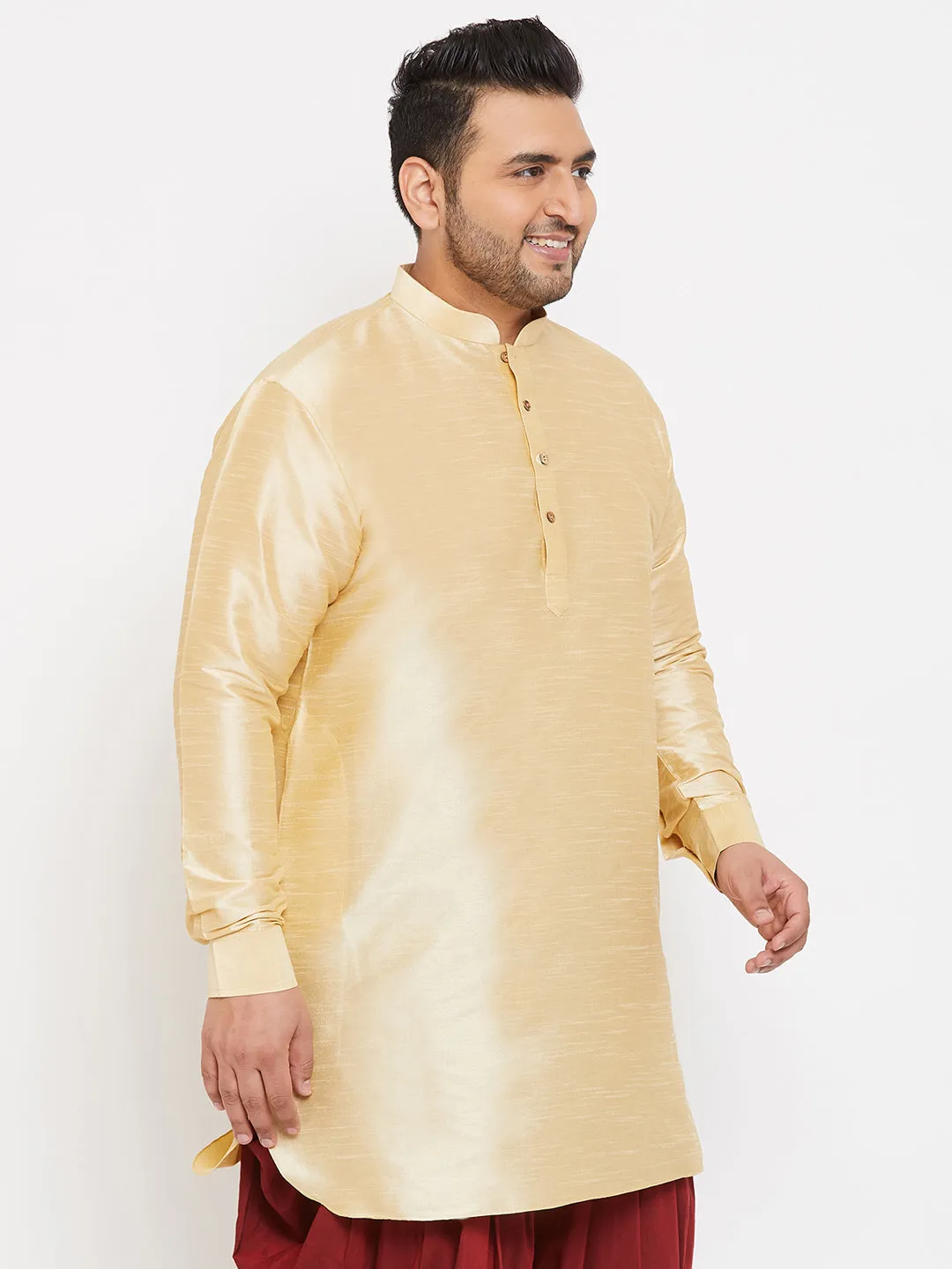 Men's Plus Gold Silk Blend Kurta - Vastramay