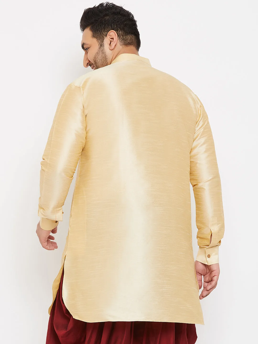 Men's Plus Gold Silk Blend Kurta - Vastramay