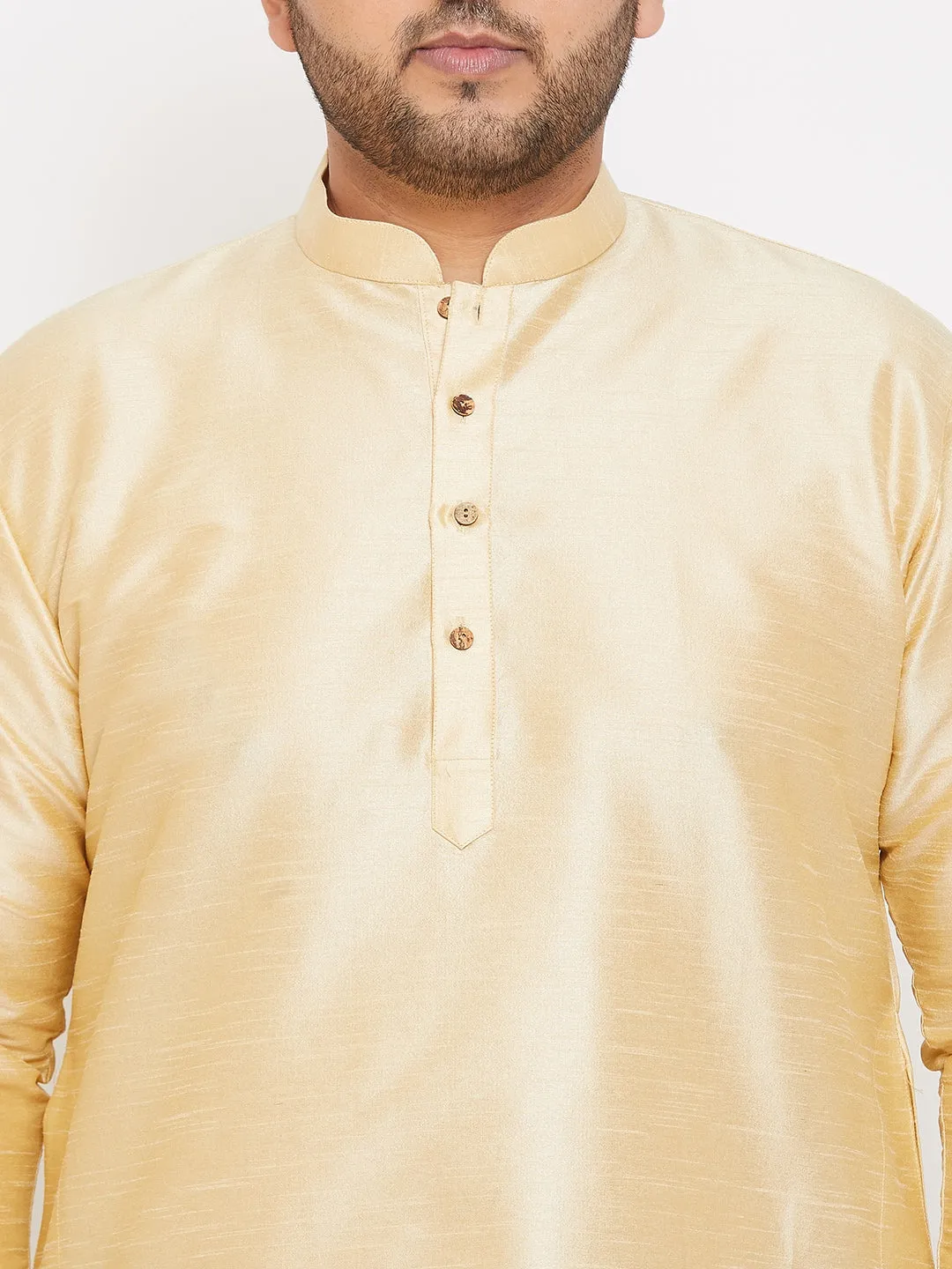 Men's Plus Gold Silk Blend Kurta - Vastramay