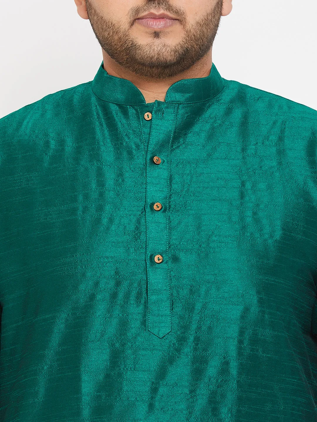 Men's Plus Green Silk Blend Kurta - Vastramay