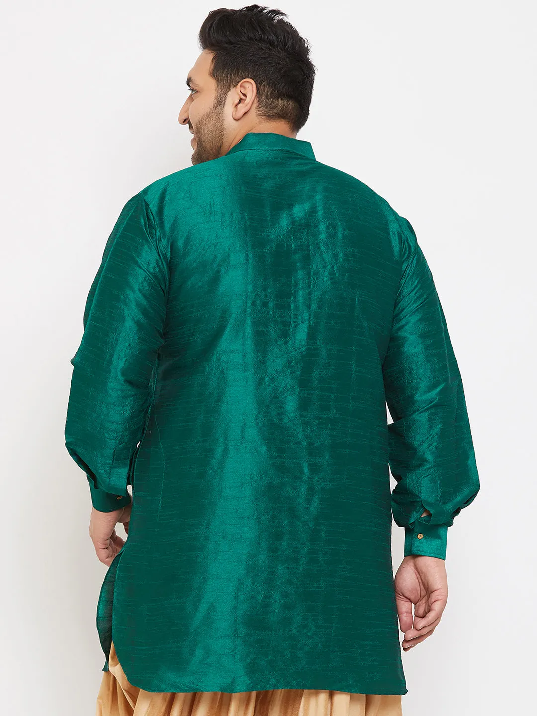 Men's Plus Green Silk Blend Kurta - Vastramay