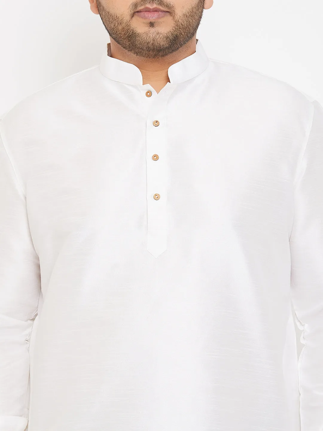 Men's Plus White Silk Blend Kurta - Vastramay