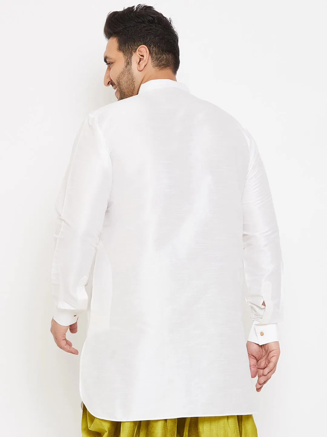 Men's Plus White Silk Blend Kurta - Vastramay