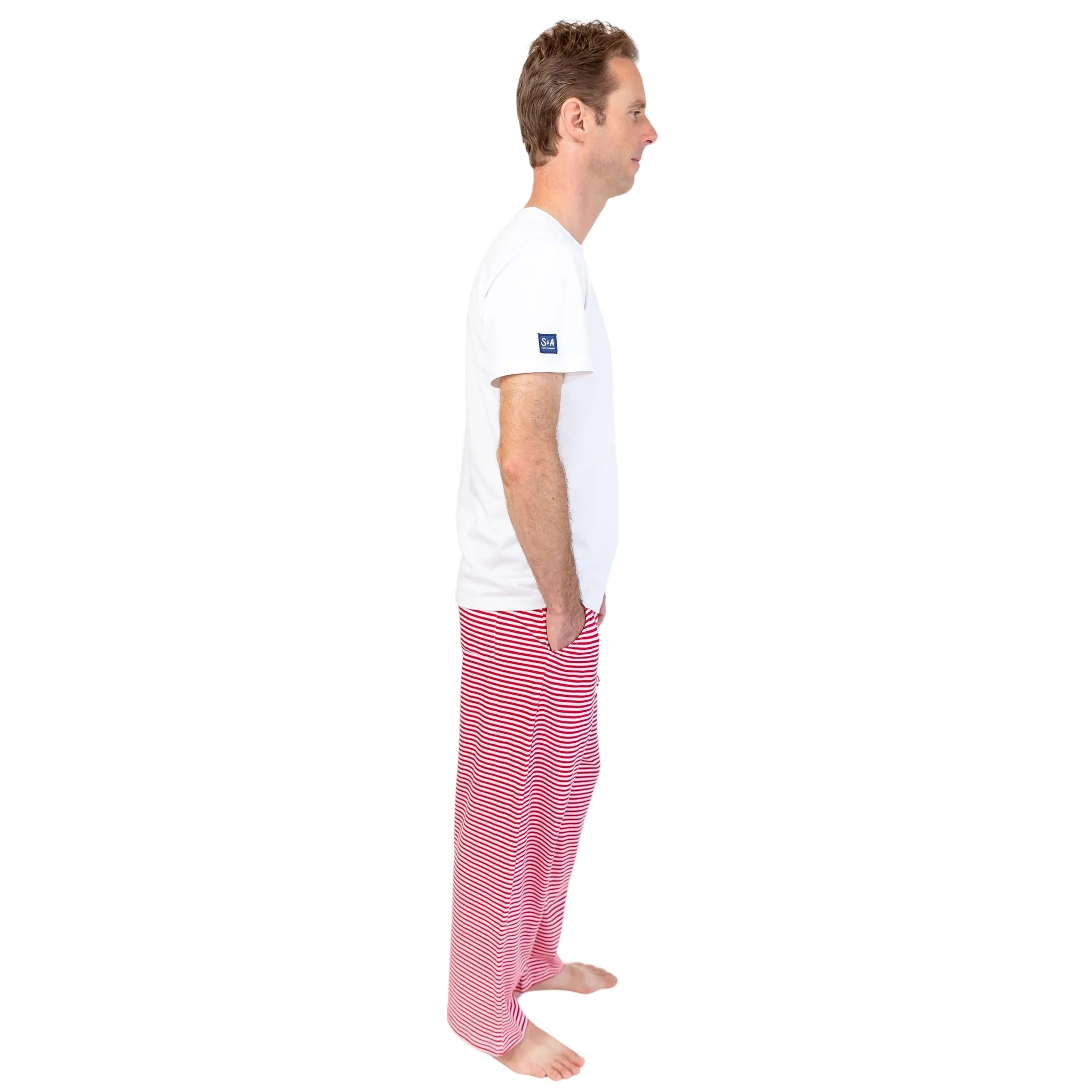 Men's Red Stripe Jersey Pj Pants