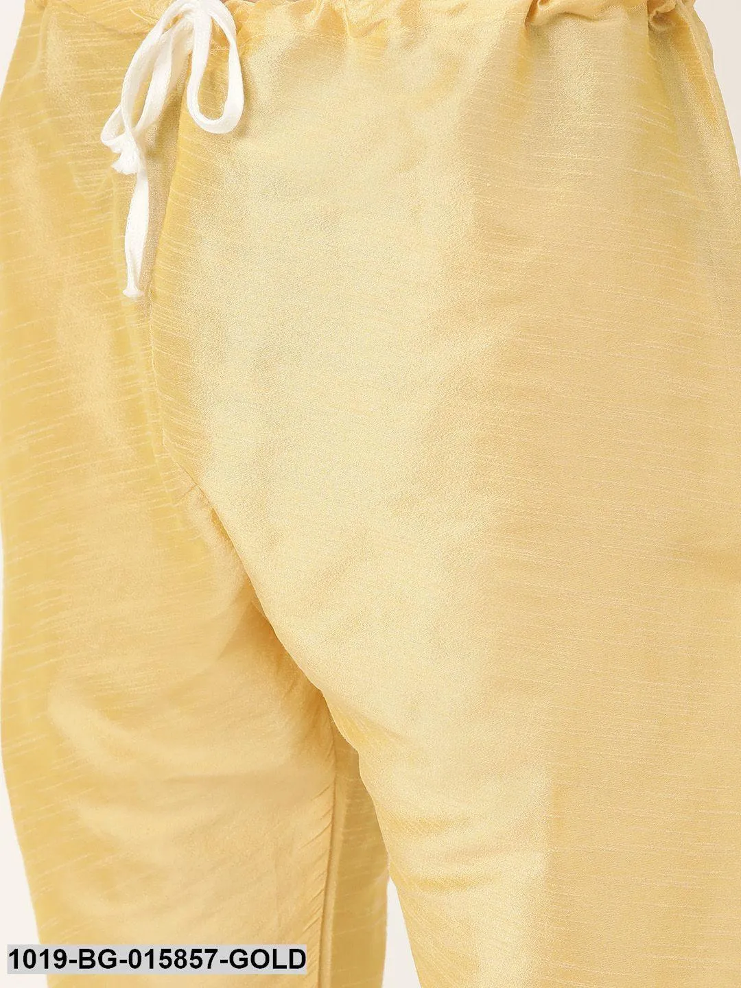 Men's Silk Blend Gold Kurta Pyjama & Lime Green Nehru jacket Combo - Sojanya