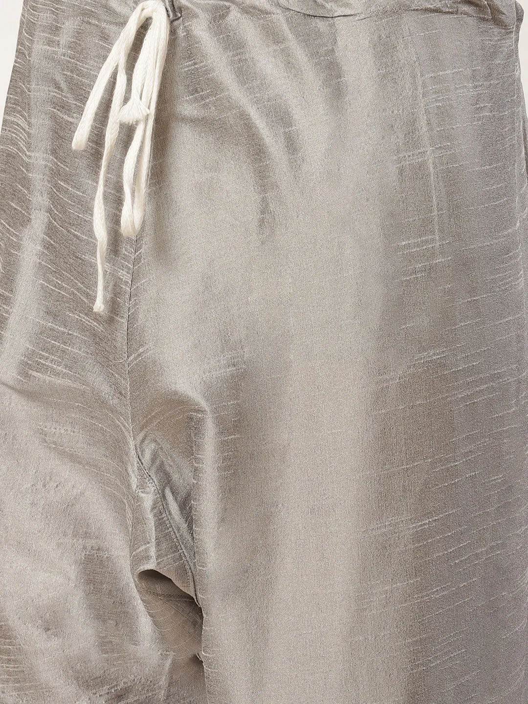 Men's Silk Blend Grey Kurta Pyjama & White Jacket Combo - Sojanya