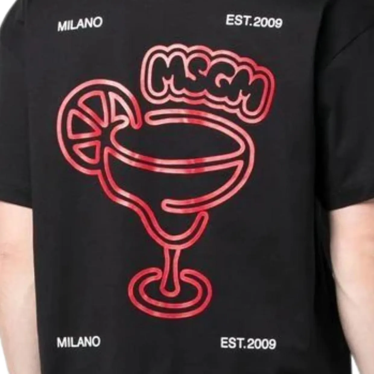 MSGM Cocktail Graphic Black T-Shirt